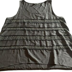 Rock & Republic XL black scoop neck tank top with stud detail